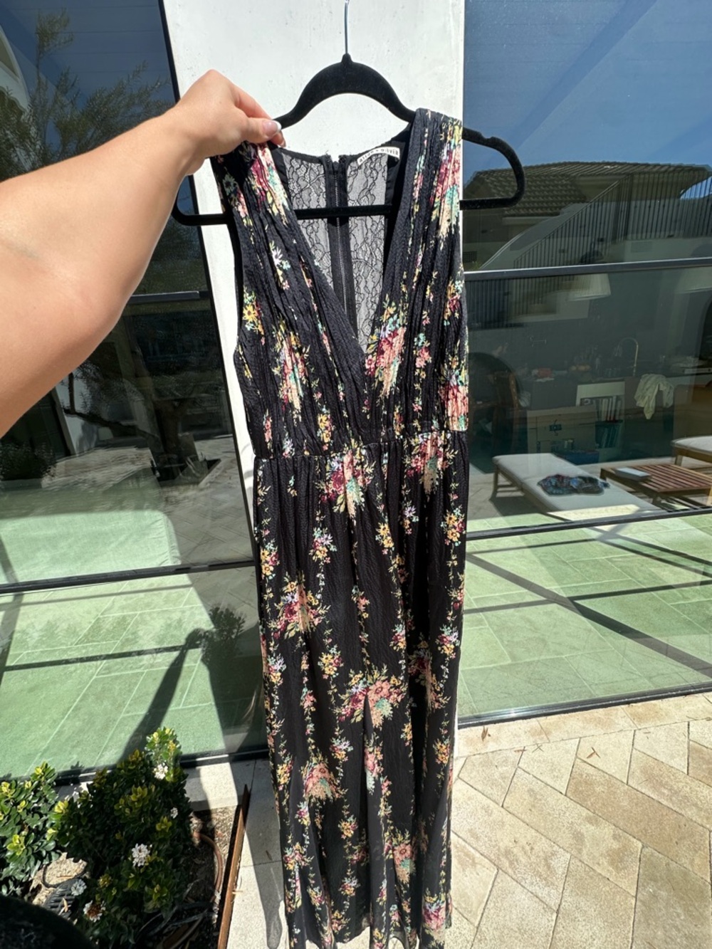 Alice + Olivia Black Lace-Overlay Dress